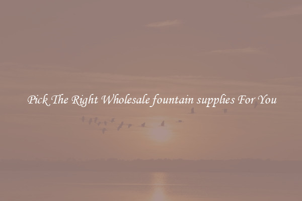 Pick The Right Wholesale fountain supplies For You
